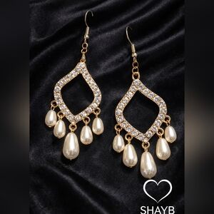 Paparazzi Gold and Pearl Teardrop Earrings